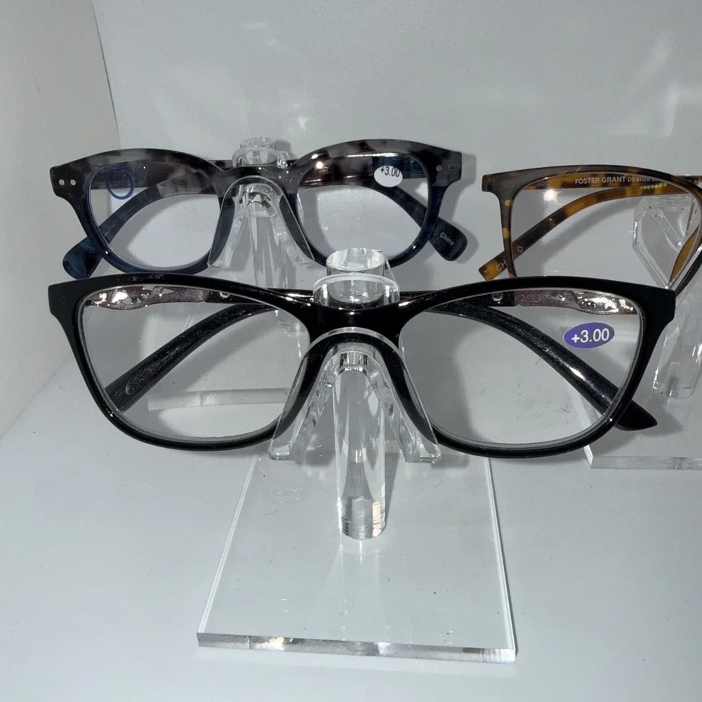 3 pair NEW foster grant readers and others +3.00 - Square Round Tortoise Black